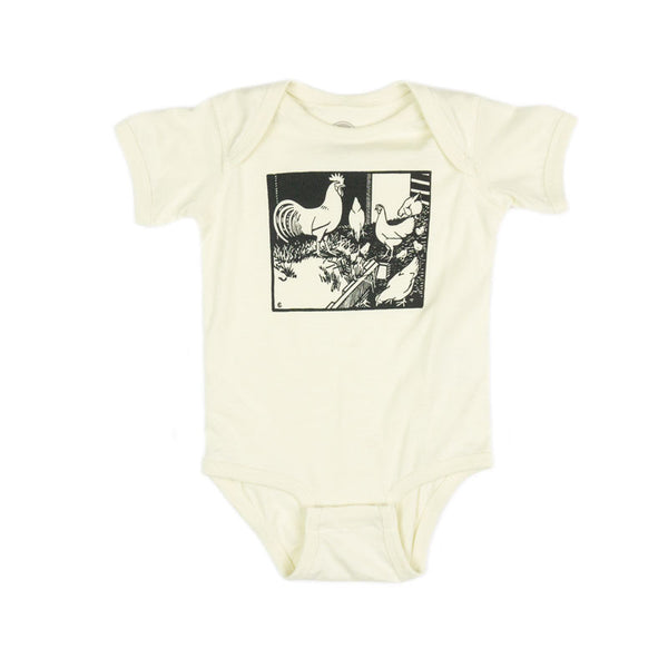 Rooster Baby Jersey Onesie - Animal Baby Bodysuit - Illustration