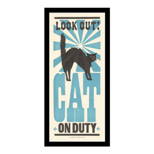 Framed Cat on Duty Blue