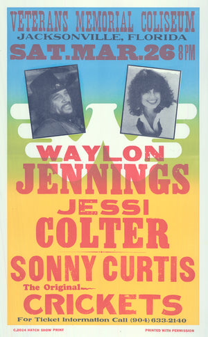 Waylon Jennings and Jessi Colter Restrike Poster