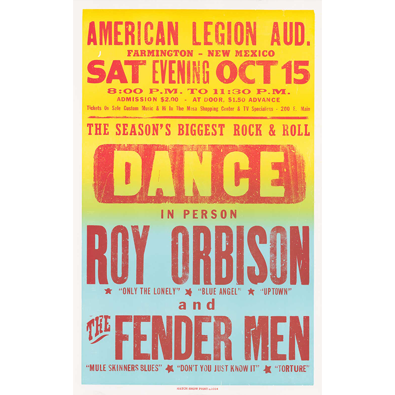 レオ・マイヤーズドルフ ジャズミュージシャン ポスター 復刻水彩アートプリント Roy Orbison Poster – Hatch Show Print