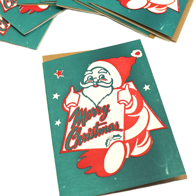 Sandwich Board Santa Cards Set of 8
