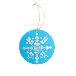 Round Snowflake Wooden Ornament