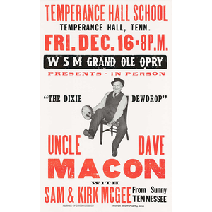 
            
                Load image into Gallery viewer, Uncle Dave Macon Poster
            
        