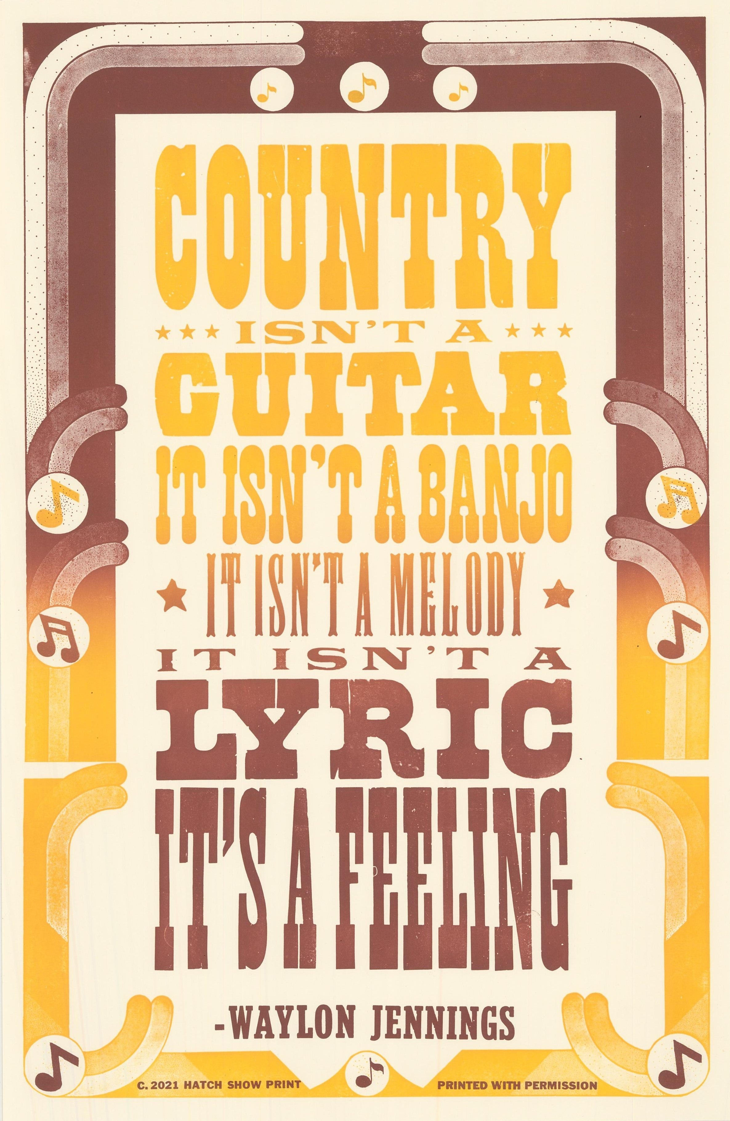 Waylon Jennings Quote Poster Hatch Show Print Waylon Jennings Quote Poster Hatch Show Print