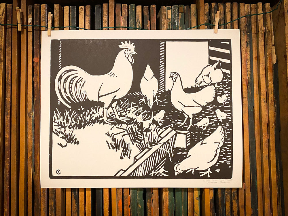 Barnyard Chickens Print