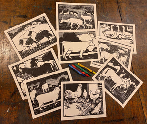 Barnyard Animal Coloring Cards