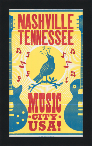 Framed Bluebird Music City Poster