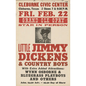 Little Jimmy Dickens & Country Boys Vintage Poster