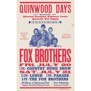 Quinwood Days Featuring the Fox Brothers Vintage Poster