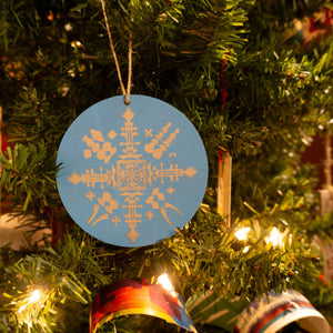Round Snowflake Wooden Ornament
