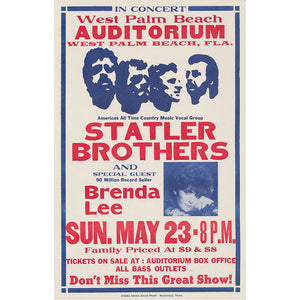 
            
                Load image into Gallery viewer, Statler Brothers and Brenda Lee Vintage Poster
            
        