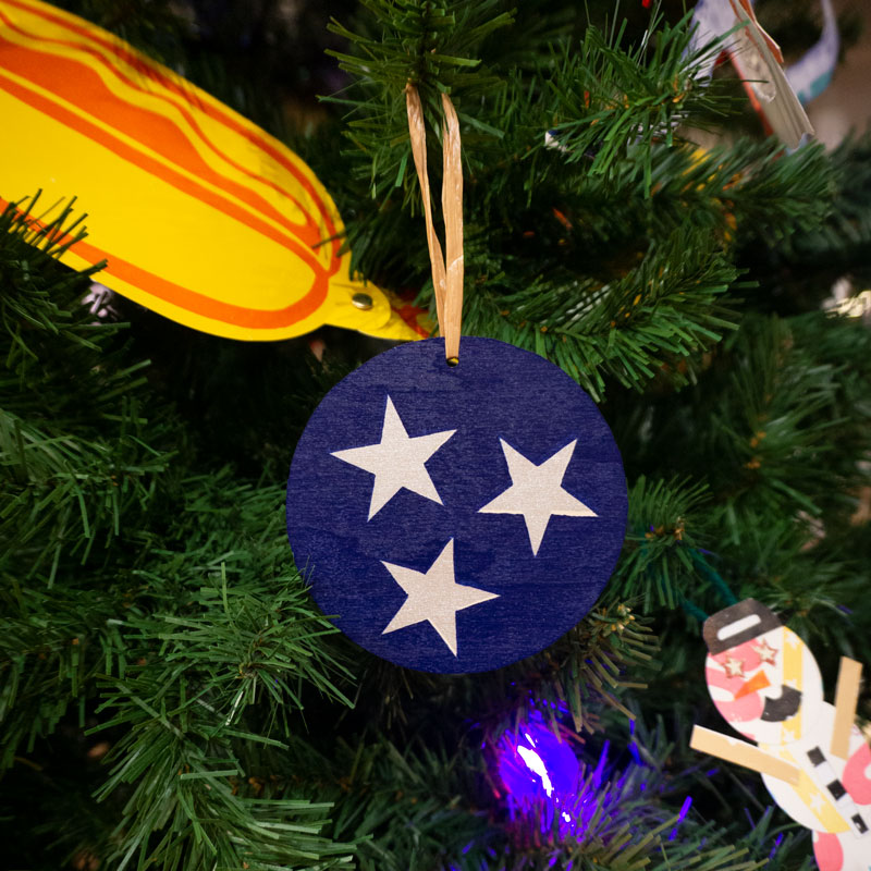 
            
                Load image into Gallery viewer, Tennessee Tri-Star Wooden Ornament
            
        
